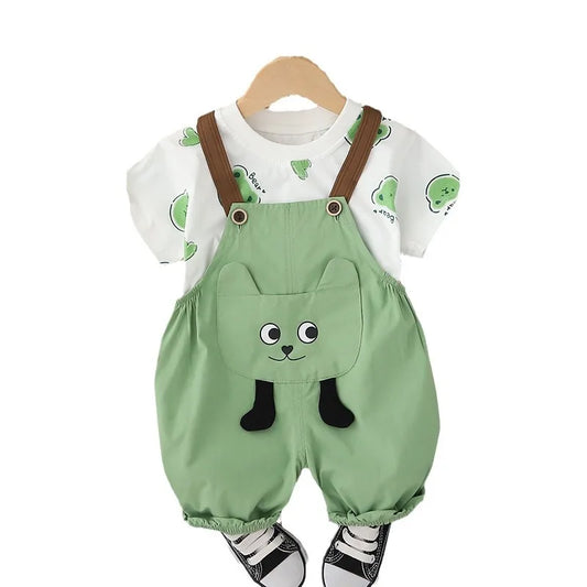 Boys Jumpsuits Clothing Sets Summer 2024 Children Cotton T-shirts Overall Shorts 2pcs Cute Suit For Baby Tracksuits Kids Outfits