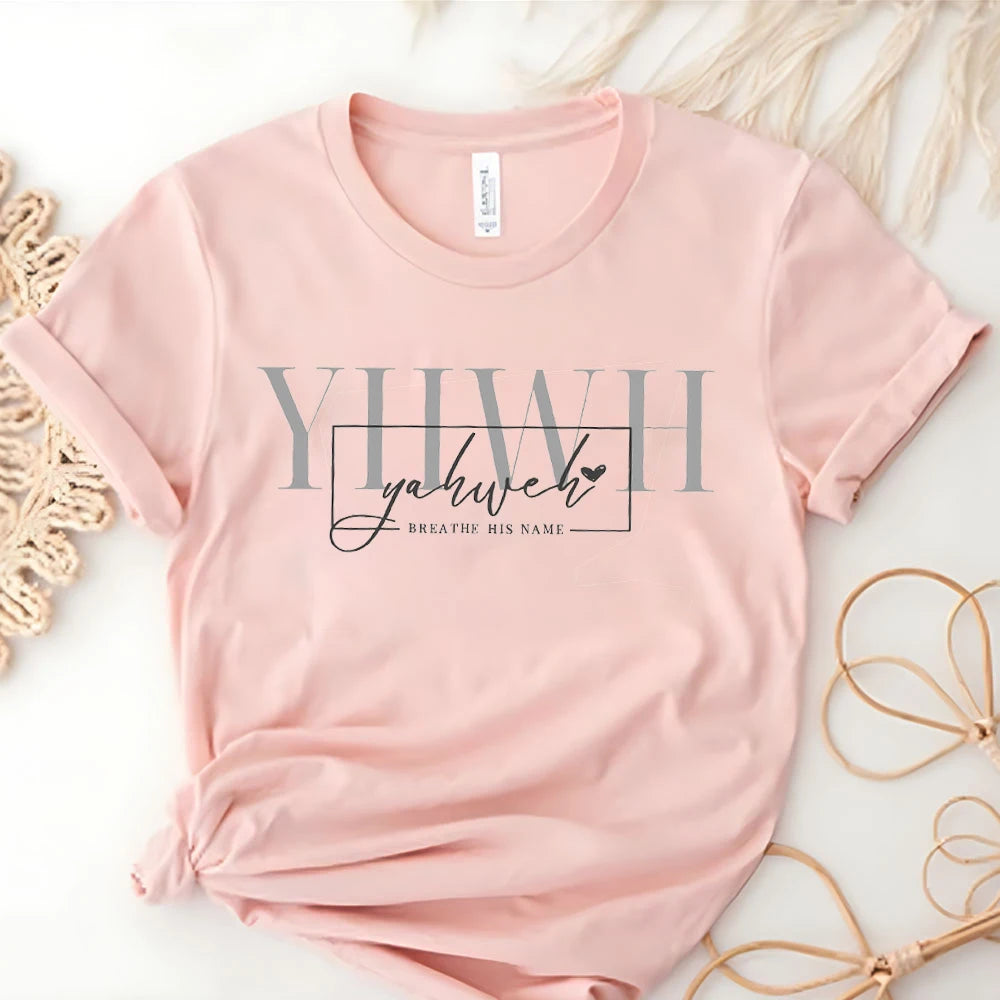 Names of Jesus Yahweh Made To Worship Christian Short Sleeve Yahweh Christian T-Shirts Women's Clothing Faith Positive Religious