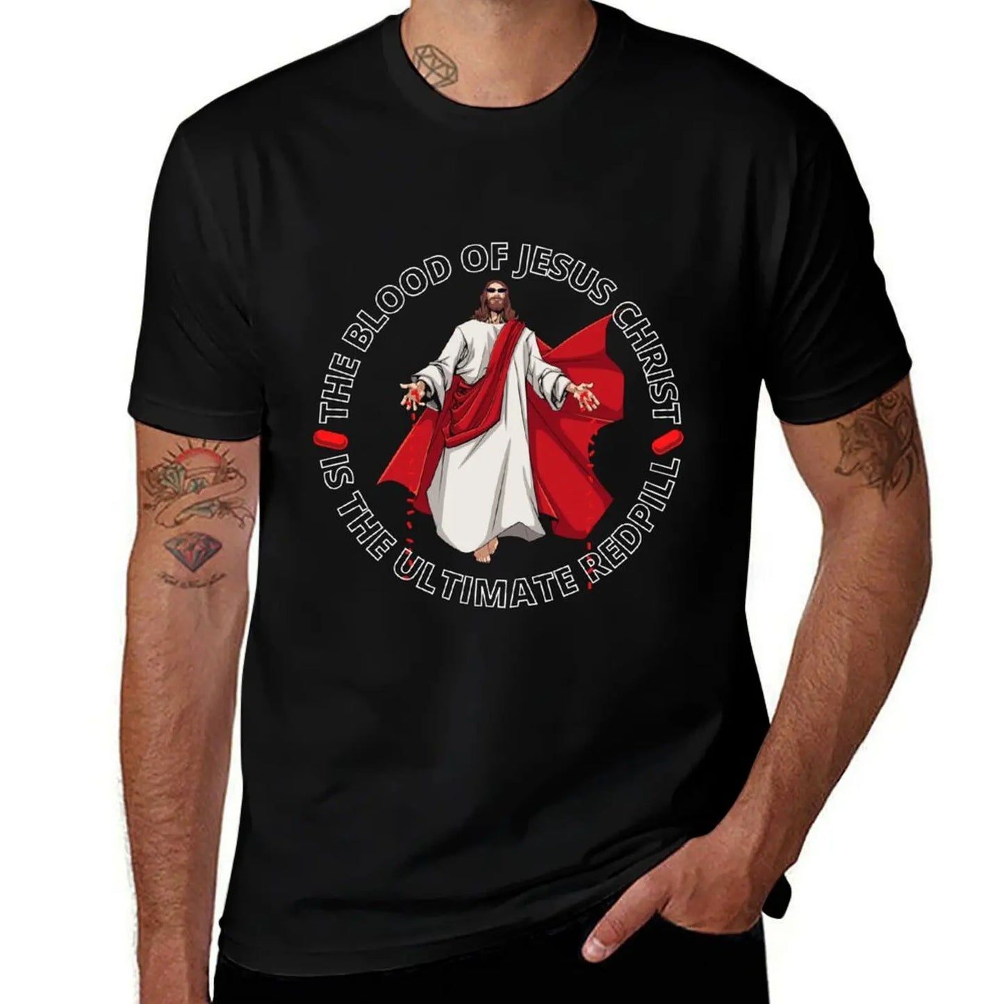 The Blood of Jesus Christ, is the Ultimate Red Pill T-Shirt clothes luxury clothing labubu anime shirt t shirt men 100℅ cotton