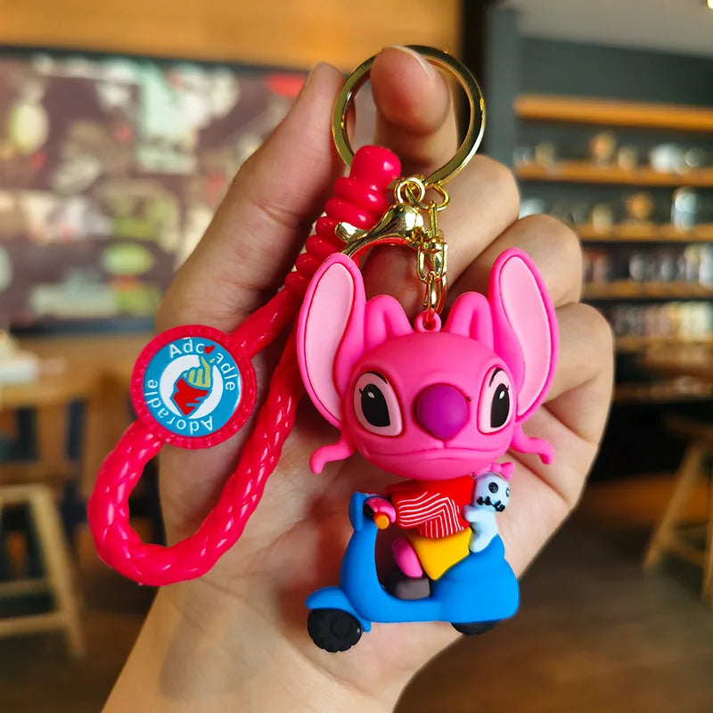 Wholesale New Anime Disney Keychain Mickey Mouse Minnie Lilo & Stitch Cartoon Keyring Key Chain Car Pendant Kids Toys Gifts