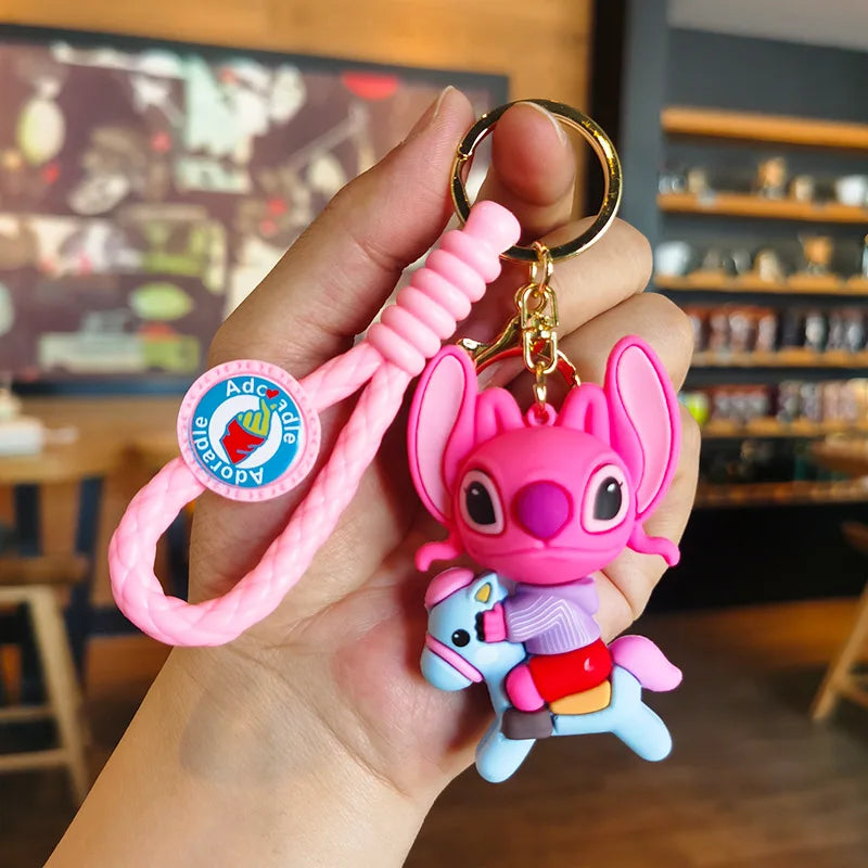 Wholesale New Anime Disney Keychain Mickey Mouse Minnie Lilo & Stitch Cartoon Keyring Key Chain Car Pendant Kids Toys Gifts