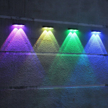 2PCS Solar Wall Wash Light RGB Colour Outdoor Waterproof Solar Charging Graden Fence Lamp for Yard Pathway Stair Balcony