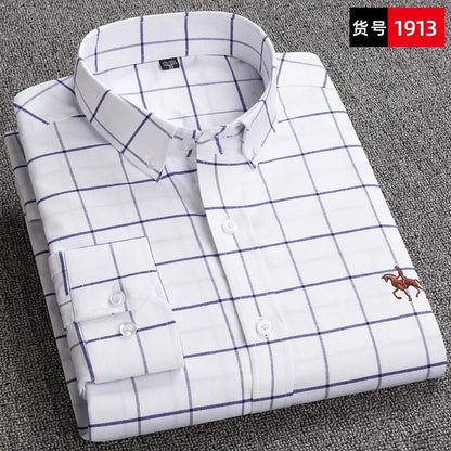 Long Sleeve Pink Shirt For Men Oversize Slim Fit Casual Dress Shirts Four Seasons Cotton Oxford New Fashion Korean Men Clothing