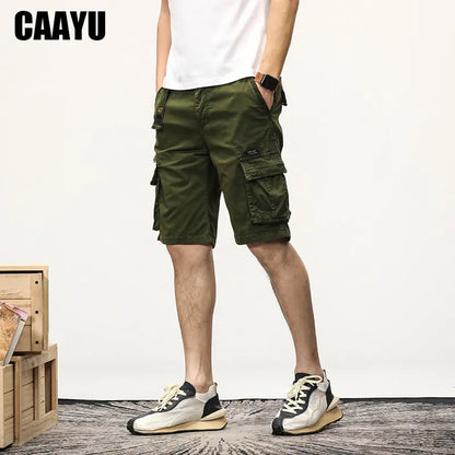 CAAYU Summer Mens Cargo Tactical Short Pants Multi-pocket Shorts Men Oversize Clothing Casual Fashion Jogger Outdoor Khaki Pants