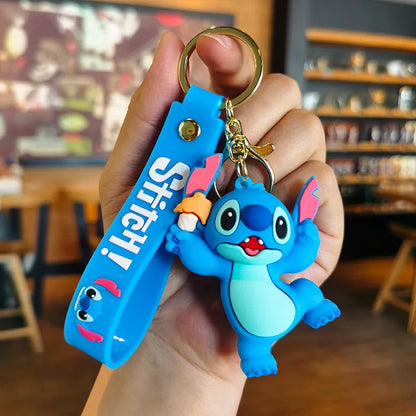 Wholesale New Anime Disney Keychain Mickey Mouse Minnie Lilo & Stitch Cartoon Keyring Key Chain Car Pendant Kids Toys Gifts