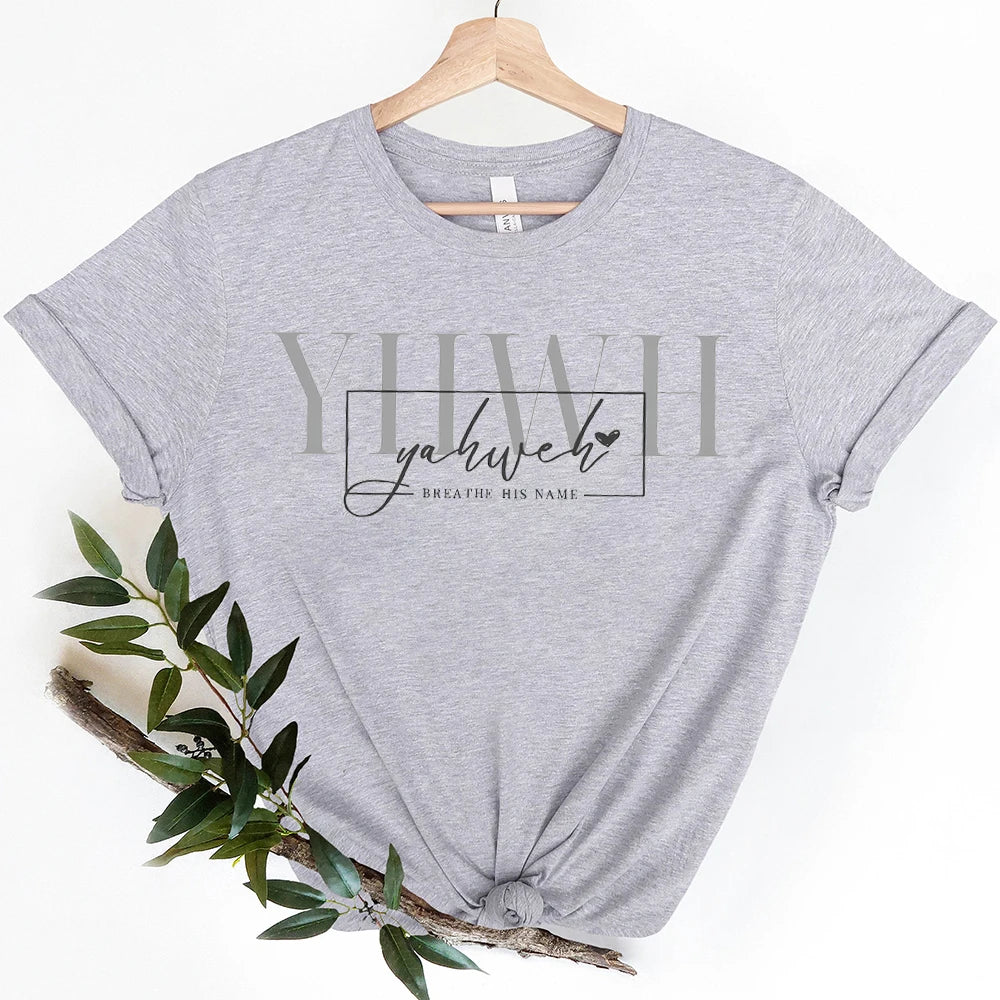 Names of Jesus Yahweh Made To Worship Christian Short Sleeve Yahweh Christian T-Shirts Women's Clothing Faith Positive Religious