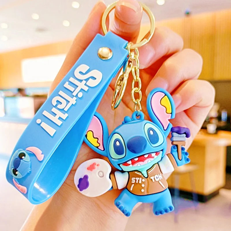 Wholesale New Anime Disney Keychain Mickey Mouse Minnie Lilo & Stitch Cartoon Keyring Key Chain Car Pendant Kids Toys Gifts