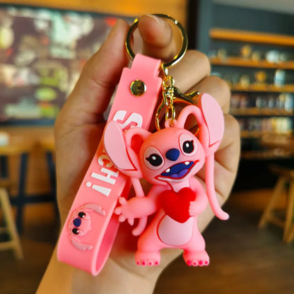 Wholesale New Anime Disney Keychain Mickey Mouse Minnie Lilo & Stitch Cartoon Keyring Key Chain Car Pendant Kids Toys Gifts