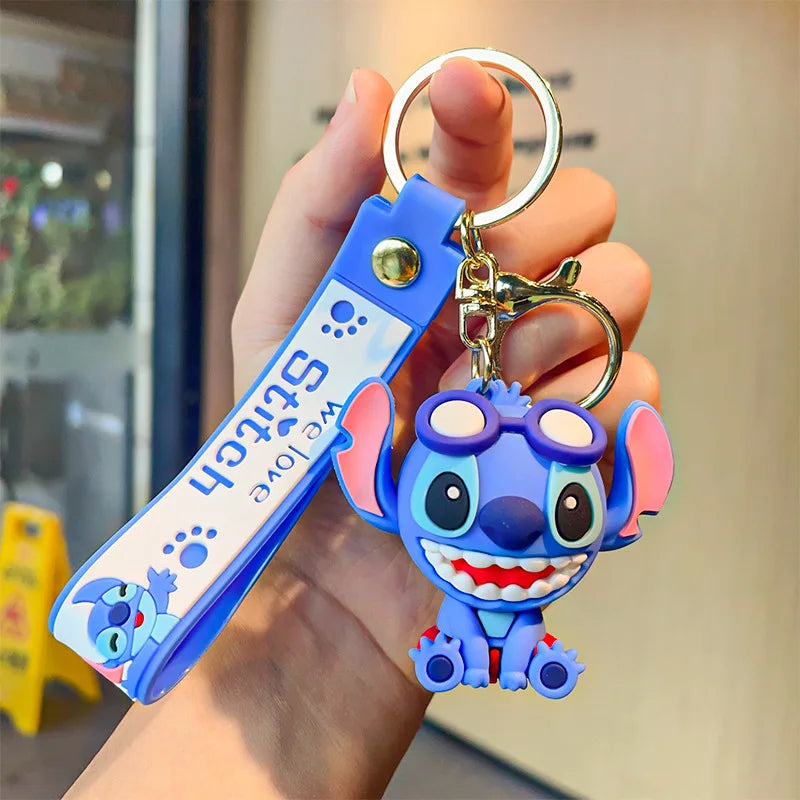 Wholesale New Anime Disney Keychain Mickey Mouse Minnie Lilo & Stitch Cartoon Keyring Key Chain Car Pendant Kids Toys Gifts