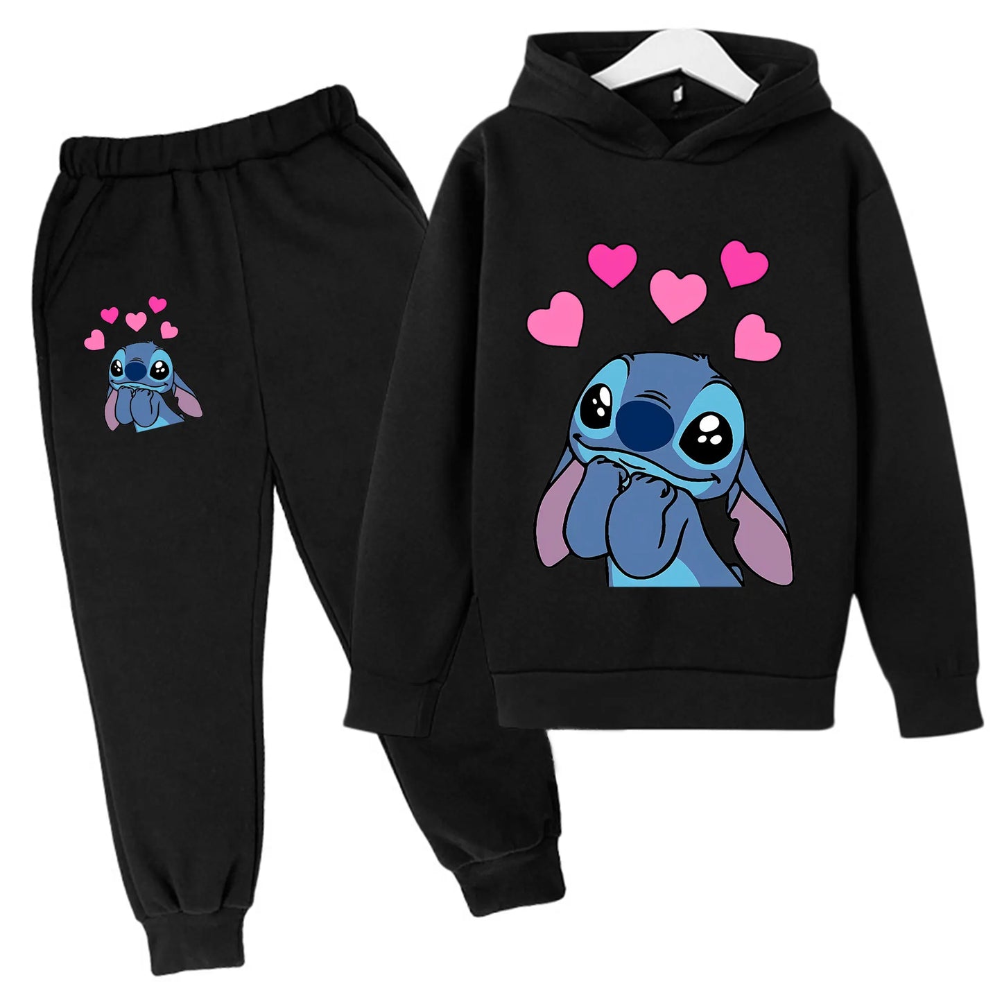 Girls Clothes Stitch Hoodies Sweatshirts Children's Clothing Sets Child Girl Tops + Pants 2 Pcs Suits Kids Boys Tracksuits Set