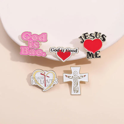 30 Types Jesus Christ Faith Enamel Pins Wholesale Cartoon Cartoon Metal Brooches Christianity Clothes Backpack Lapel Badge Gift