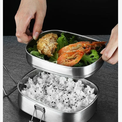 304 stainless steel square lunch box student cafeteria multi-layer covered lunch box commercial multi-purpose lunch box