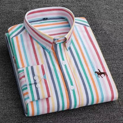 Long Sleeve Pink Shirt For Men Oversize Slim Fit Casual Dress Shirts Four Seasons Cotton Oxford New Fashion Korean Men Clothing