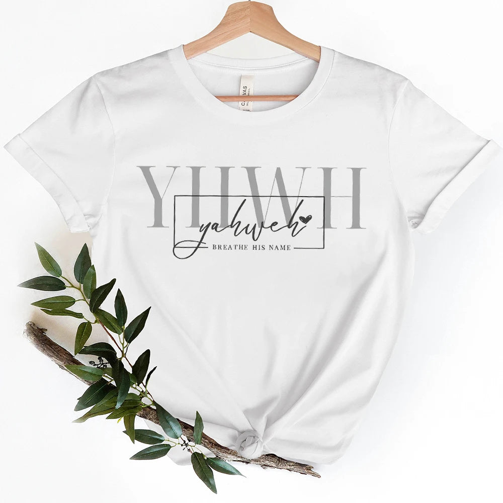 Names of Jesus Yahweh Made To Worship Christian Short Sleeve Yahweh Christian T-Shirts Women's Clothing Faith Positive Religious