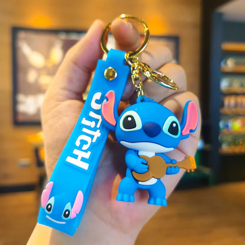 Wholesale New Anime Disney Keychain Mickey Mouse Minnie Lilo & Stitch Cartoon Keyring Key Chain Car Pendant Kids Toys Gifts