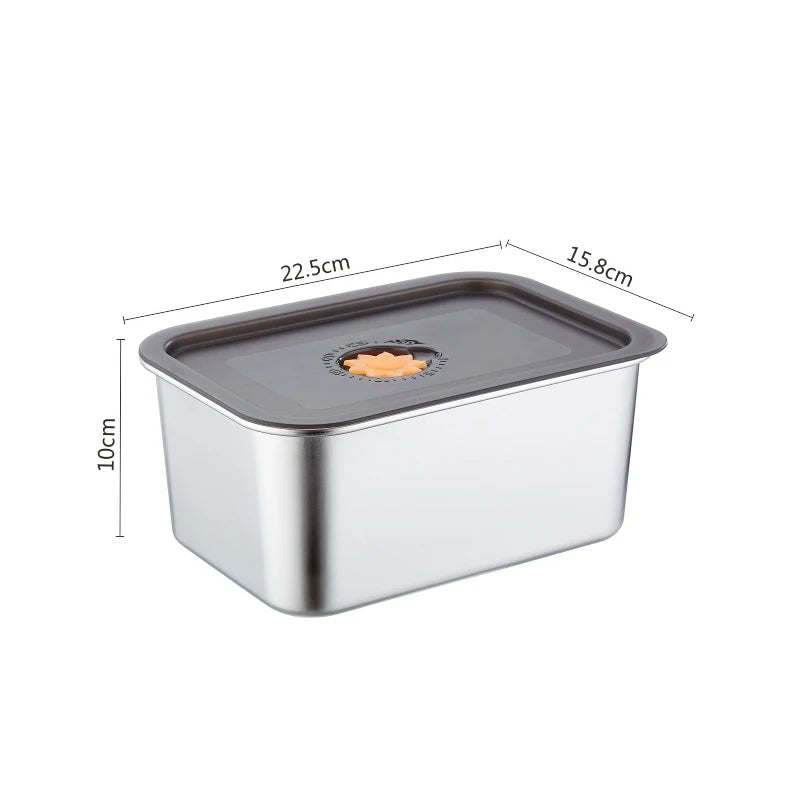 Portable Stainless Steel Fruit Salad Food Container Large Capacity Seal Lunch Box With Lid Camping Picnic Bento Box