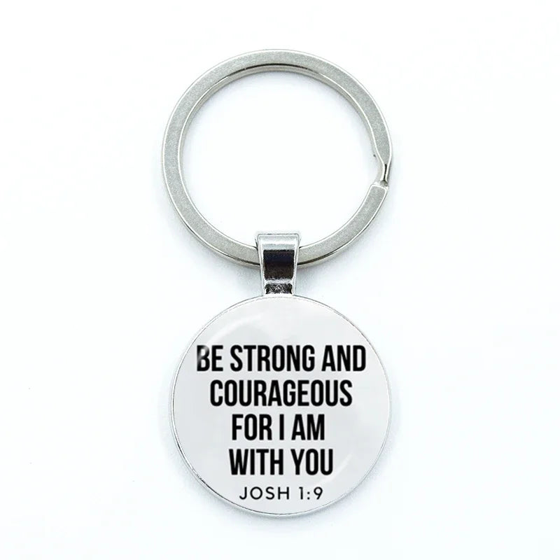 Bible Verse Key Chains Faith Keychain Glass Cabochon KeyRing Bag Car Scripture Quote Christian Key Chain Inspirational Jewelry