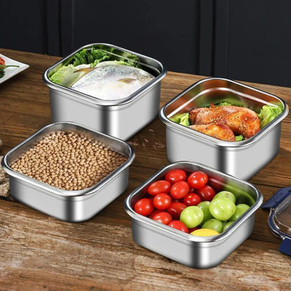 Portable Stainless Steel Fruit Salad Food Container Large Capacity Seal Lunch Box With Lid Camping Picnic Bento Box