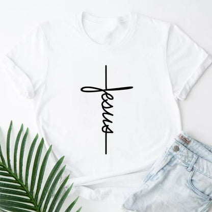 Jesus Changed My Life Women's Comfortable Casual T Shirts Short Sleeve Round Neck Summer Christian Faith T Shirts