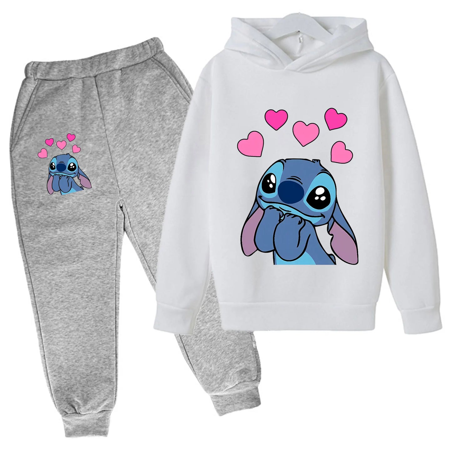 Girls Clothes Stitch Hoodies Sweatshirts Children's Clothing Sets Child Girl Tops + Pants 2 Pcs Suits Kids Boys Tracksuits Set