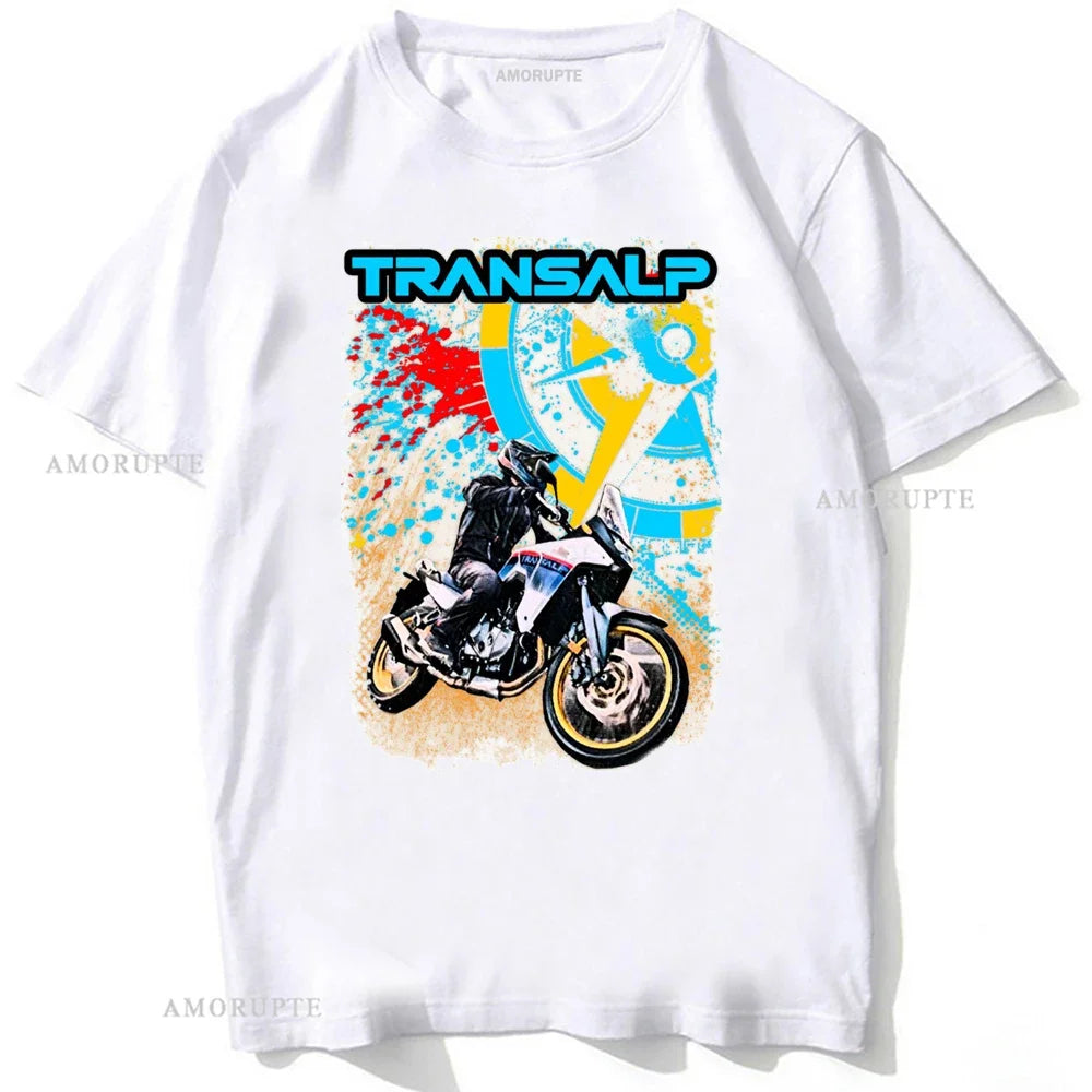 Transalp Big Trail 750 Motorcycle 2023 Rider T-Shirt New Summe Men's Short Sleeve Moto Sport Boy Casual Tees Cool Riding Tops