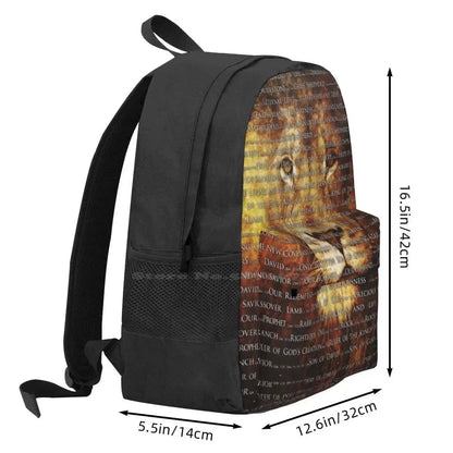 The Names Of God Hot Sale Schoolbag Backpack Fashion Bags God G D Yahweh Jesus Savior Christ Rapture Deliverer Isa Yeshua Lion