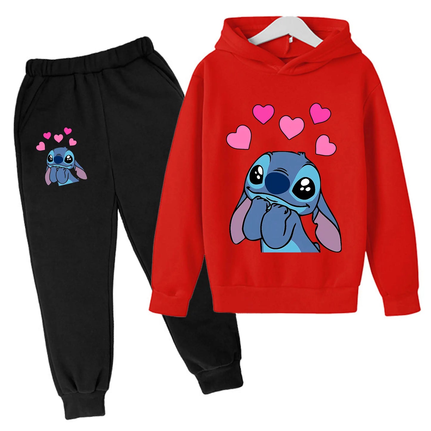 Girls Clothes Stitch Hoodies Sweatshirts Children's Clothing Sets Child Girl Tops + Pants 2 Pcs Suits Kids Boys Tracksuits Set