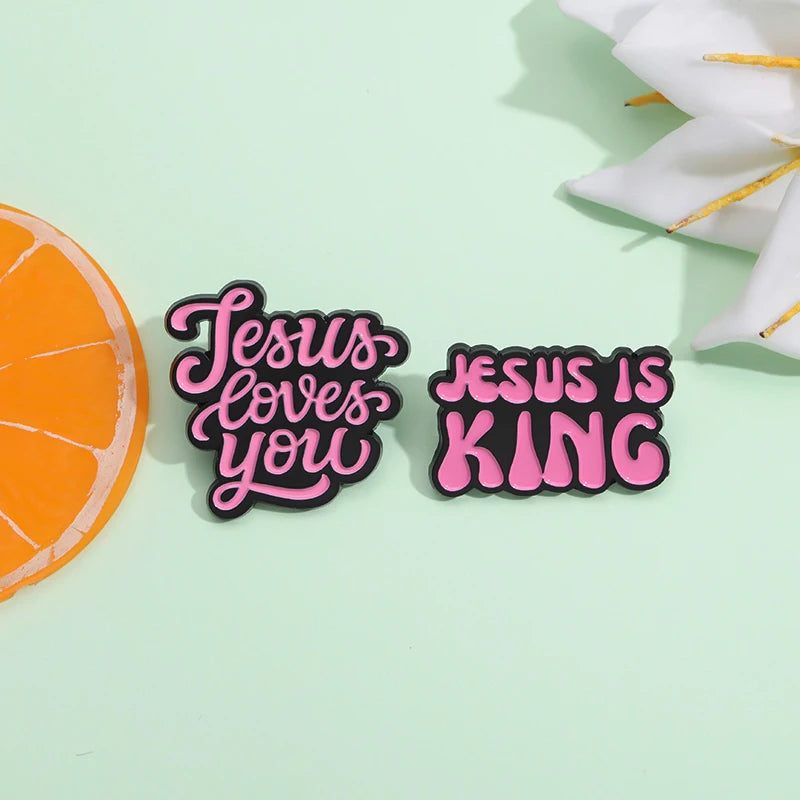 Followers Of Christianity Enamel Pin Jesus Loves You Saves Jesus Brooch Laple Backpack Badge Easter Jewelry Decoration Gifts