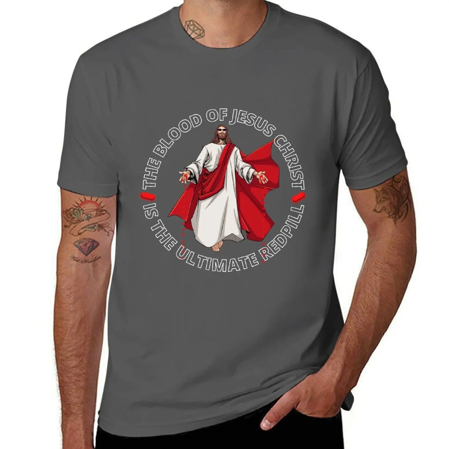 The Blood of Jesus Christ, is the Ultimate Red Pill T-Shirt clothes luxury clothing labubu anime shirt t shirt men 100℅ cotton