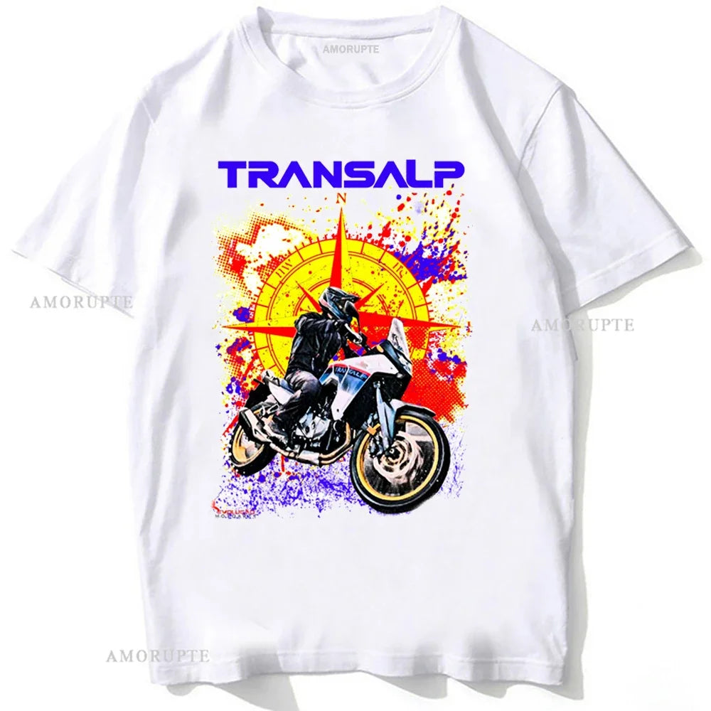 Transalp Big Trail 750 Motorcycle 2023 Rider T-Shirt New Summe Men's Short Sleeve Moto Sport Boy Casual Tees Cool Riding Tops