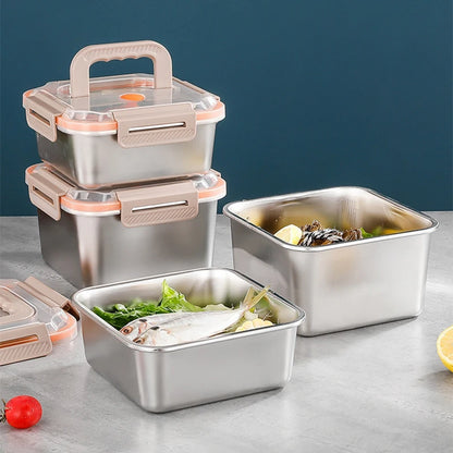 1Pc Stainless Steel Lunch Box Kitchen Fresh-Keeping Portable Sealed Food Storage Containers For Work Picnic Tableware