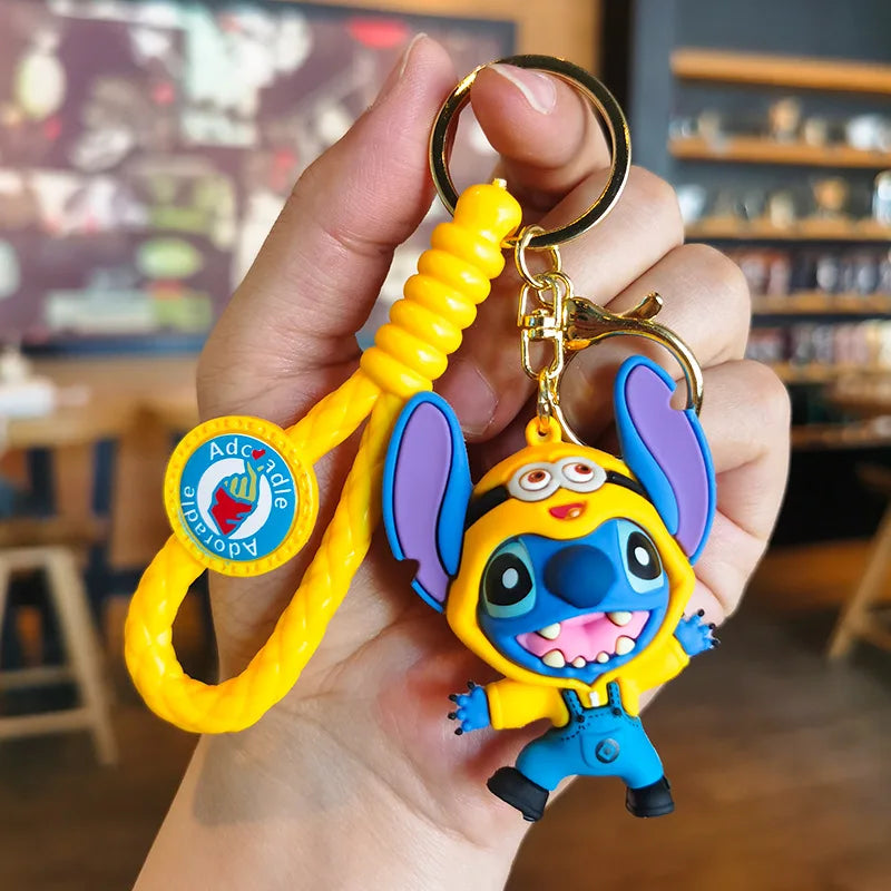 Wholesale New Anime Disney Keychain Mickey Mouse Minnie Lilo & Stitch Cartoon Keyring Key Chain Car Pendant Kids Toys Gifts