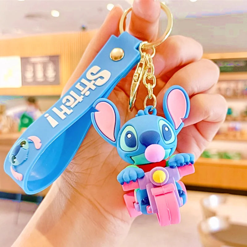 Wholesale New Anime Disney Keychain Mickey Mouse Minnie Lilo & Stitch Cartoon Keyring Key Chain Car Pendant Kids Toys Gifts