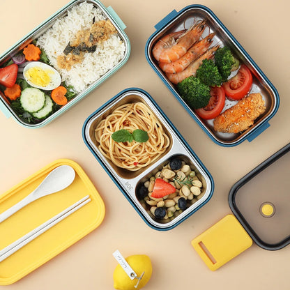 Stainless Steel Lunch Box for Adults Kids School Office 1/2 Layers Microwavable Portable Food Storage Containers