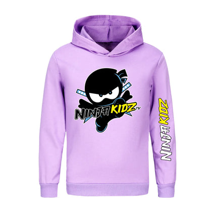 Ninja Kidz Kids Clothes Cotton Hooded Sweater Streetwear Sweatshirt Cartoon Casual Pullover Hip Hop Teenager Boys Girls Clothing