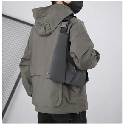 New Fashion Men's Underarm Wrap Chest Bag Street-Style Leather Waist Bag Solid Color Waterproof Crossbody Bag for Outdoor