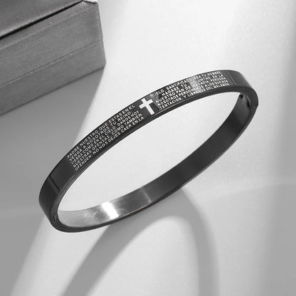 Simple and Durable Bible Verse Cross Stainless Steel Bracelet for Men Women Easter Prayer Religious Amulet Jewelry Gift