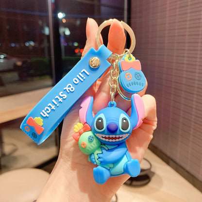 Wholesale New Anime Disney Keychain Mickey Mouse Minnie Lilo & Stitch Cartoon Keyring Key Chain Car Pendant Kids Toys Gifts