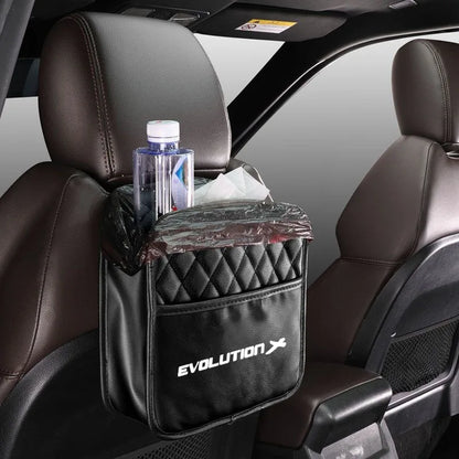 Car Backseat Storage Box Phone Pocket Hanging Holder Pouch PU Leather For Mitsubishi Evolution Car Accessorie Multi Hanging