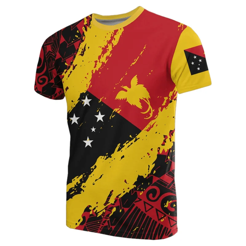 Papua New Guinea Flag Map Graphic T Shirts PNG National Emblem T Shirt For Men Clothes Polynesia Unisex Tshirt Casual Man Tee