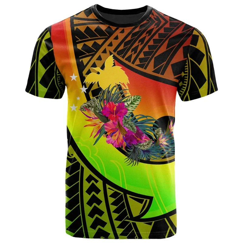 Fashion Polynesian 3D Printed T Shirt For Men Summer Short Sleeves Hawaiian Crew Neck Tees Casual Papua New Guinea T-shirt