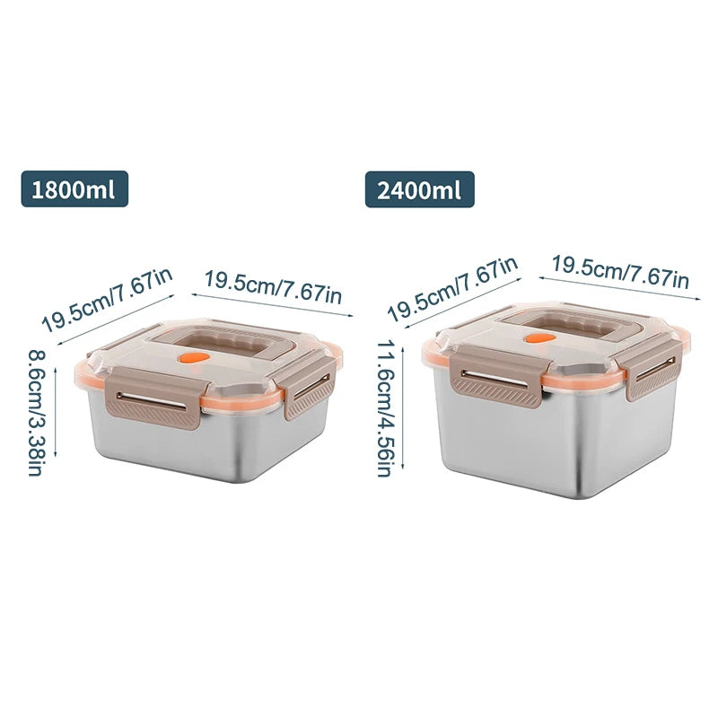 1Pc Stainless Steel Lunch Box Kitchen Fresh-Keeping Portable Sealed Food Storage Containers For Work Picnic Tableware