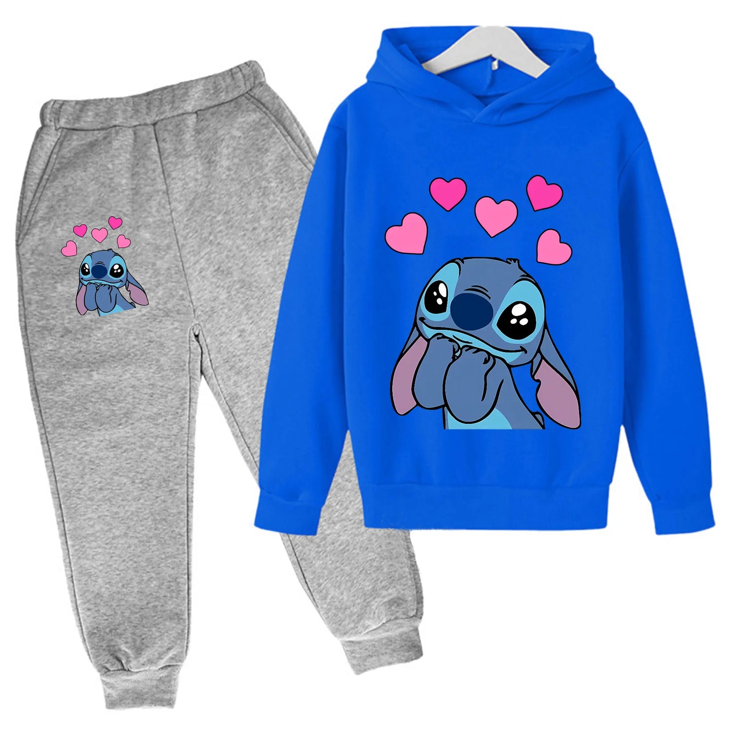 Girls Clothes Stitch Hoodies Sweatshirts Children's Clothing Sets Child Girl Tops + Pants 2 Pcs Suits Kids Boys Tracksuits Set