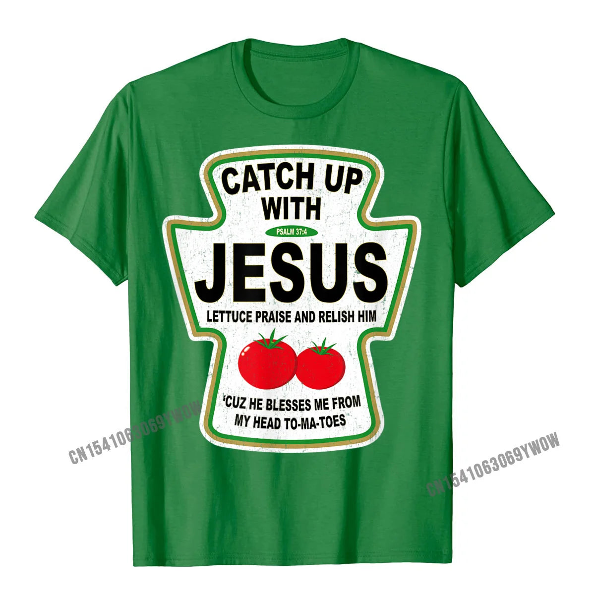 Grunge Christian Catch Up With Jesus Ketchup T-Shirt Top T-Shirts Tops Shirts Funny Harajuku Cotton Casual Gift Men