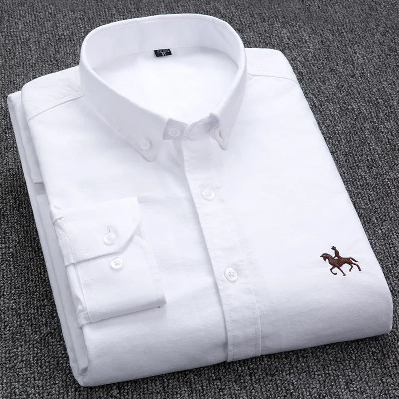 Long Sleeve Pink Shirt For Men Oversize Slim Fit Casual Dress Shirts Four Seasons Cotton Oxford New Fashion Korean Men Clothing