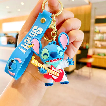 Wholesale New Anime Disney Keychain Mickey Mouse Minnie Lilo & Stitch Cartoon Keyring Key Chain Car Pendant Kids Toys Gifts