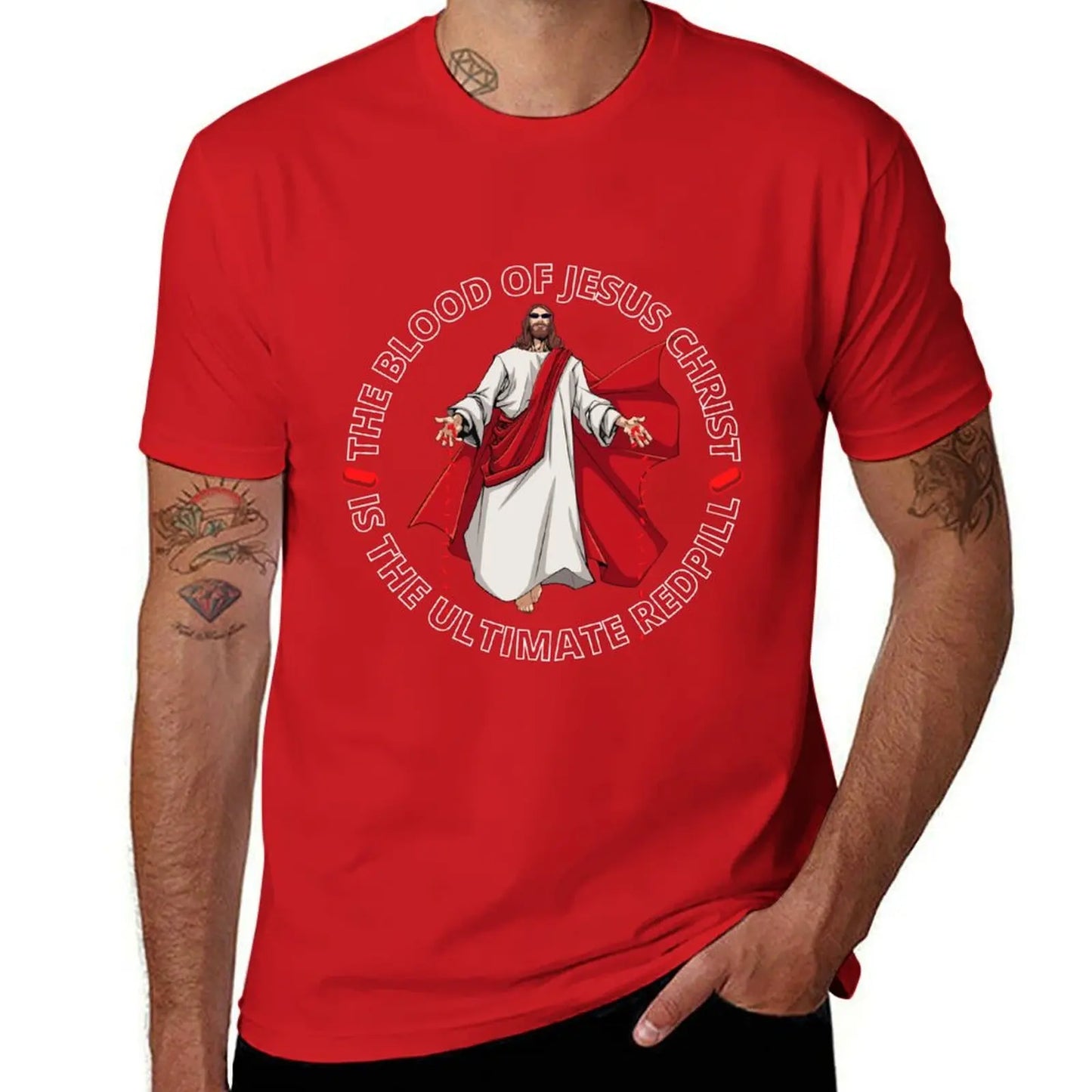 The Blood of Jesus Christ, is the Ultimate Red Pill T-Shirt clothes luxury clothing labubu anime shirt t shirt men 100℅ cotton