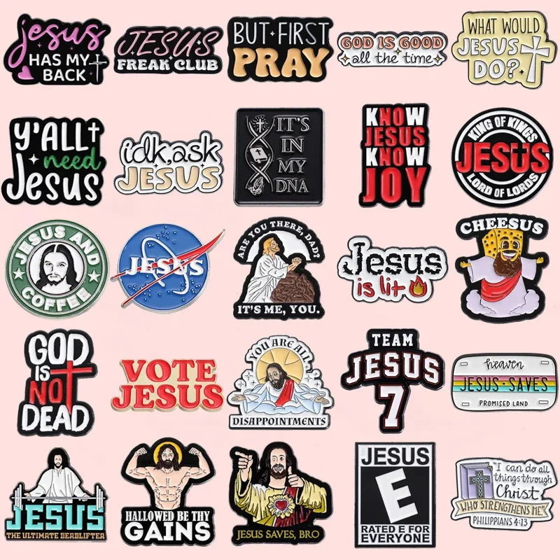 Holy Jesus Enamel Pin San Judas Christian Easter Cross Festival Retro Religious Beliefs Jewelry Brooch Lapel Badge Wholesale