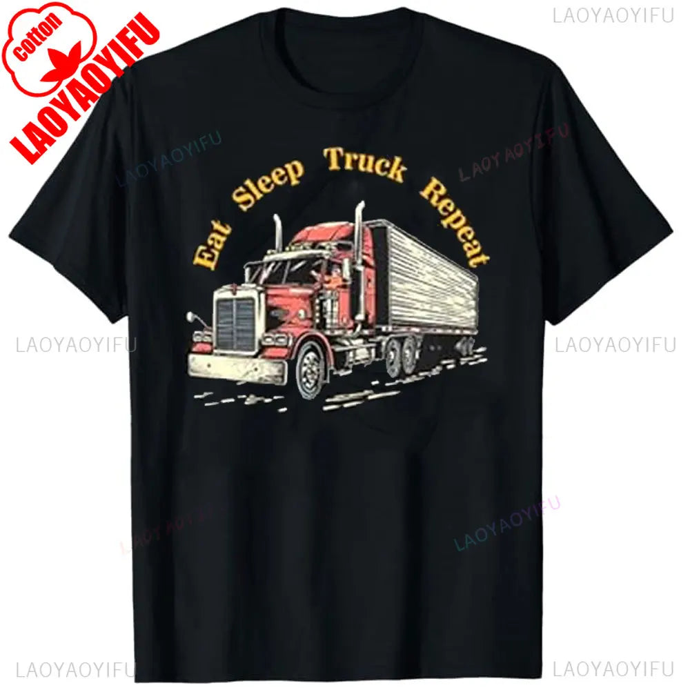 Trucker Fear Wife God Truck Funny Jesus Christian Men Gift T-Shirt Streetwear Men Clothing Men Clothing 100% Cotton Tee Tops