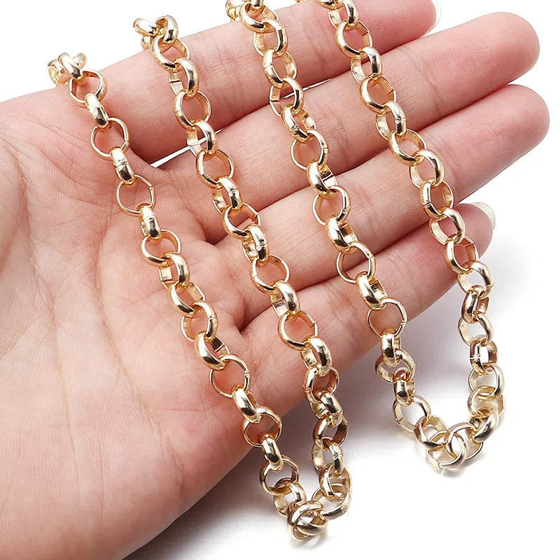 5yard/Roll Dia 5 6 8 10mm Aluminum Round Cross Chain Accessories for Jewelry Making for DIY Bracelet Necklace Fashion Decoration